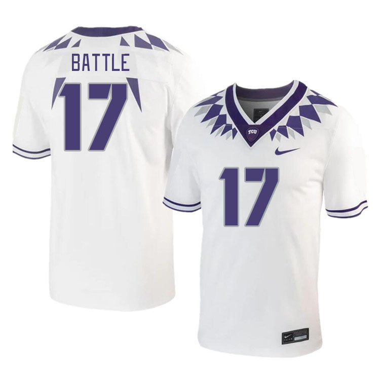 Men #17 Trent Battle TCU Horned Frogs 2023 College Footbal Jerseys Stitched-White
